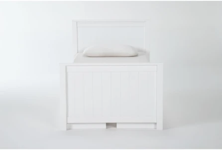 Luca White Twin Panel Bed With Double 3 Drawer Storage Unit