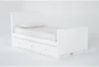 Luca White Twin Wood Panel Bed With Double 3-Drawer Storage Unit - Signature