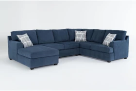 Colby Navy 128" 3 Piece Sectional with Right Arm Facing Tux & Left Arm Facing Chaise