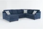 Colby Navy 128" 3 Piece Sectional with Right Arm Facing Tux & Left Arm Facing Chaise - Signature