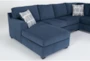 Colby Navy 128" 3 Piece Sectional with Right Arm Facing Tux & Left Arm Facing Chaise & Storage Ottoman - Detail