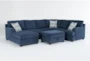 Colby Navy 128" 3 Piece Sectional with Right Arm Facing Tux & Left Arm Facing Chaise & Storage Ottoman - Signature