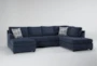 Colby Navy 128" 3 Piece Sectional with Left Arm Facing Chaise & Right Arm Facing Corner Chaise - Side