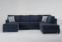 Colby Navy 128" 3 Piece Sectional with Left Arm Facing Chaise & Right Arm Facing Corner Chaise - Signature