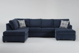 Colby Navy 128" 3 Piece Sectional with Right Arm Facing Chaise & Left Arm Facing Corner Chaise