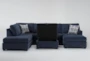 Colby Navy 128" 3 Piece Sectional with Right Arm Facing Chaise & Left Arm Facing Corner Chaise & Storage Ottoman - Detail