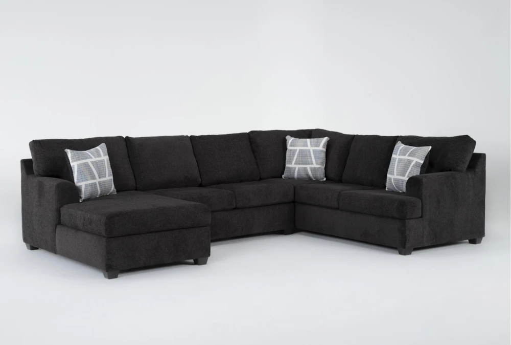 Colby Smoke 128" 3 Piece Sectional with Right Arm Facing Tux & Left Arm Facing Chaise