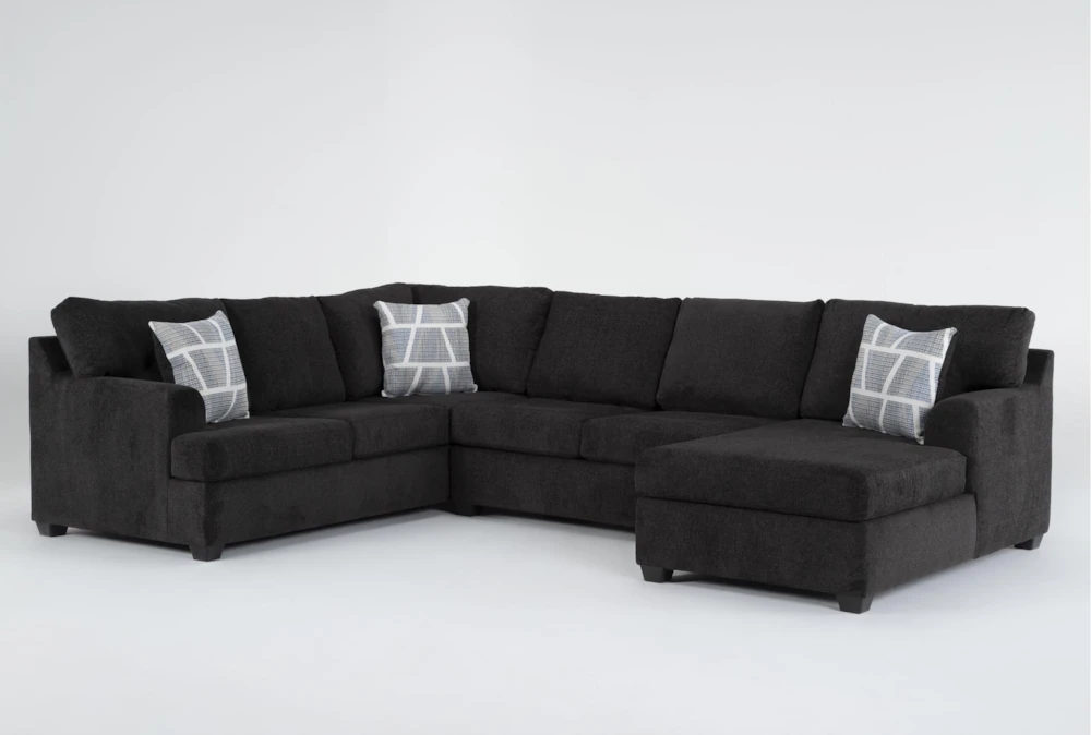 Colby Smoke 128" 3 Piece Sectional with Left Arm Facing Tux & Right Arm Facing Chaise