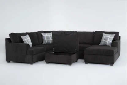 Colby Smoke 128" 3 Piece Sectional with Left Arm Facing Tux & Right Arm Facing Chaise & Storage Ottoman - Detail