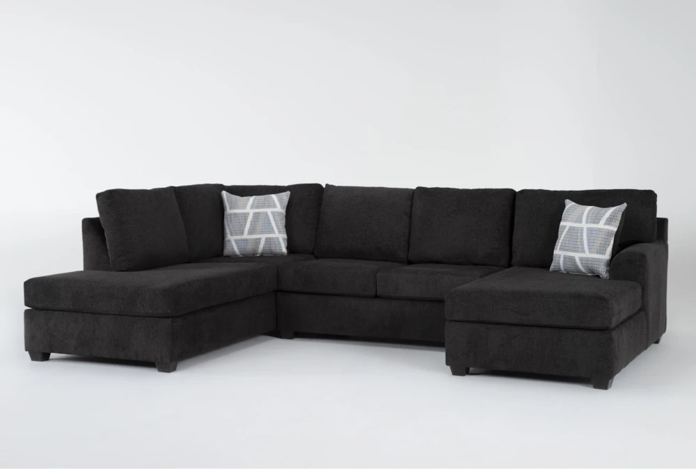 Colby Smoke 128" 3 Piece Sectional with Right Arm Facing Chaise & Left Arm Facing Corner Chaise