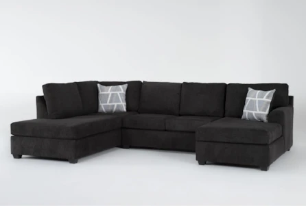 Colby Smoke 128" 3 Piece Sectional with Right Arm Facing Chaise & Left Arm Facing Corner Chaise