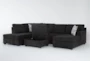 Colby Smoke 128" 3 Piece Sectional with Right Arm Facing Chaise & Left Arm Facing Corner Chaise & Storage Ottoman - Detail
