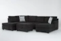 Colby Smoke 128" 3 Piece Sectional with Right Arm Facing Chaise & Left Arm Facing Corner Chaise & Storage Ottoman - Signature