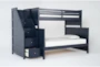 Luca Blue Twin Over Full Wood Bunk Bed With Stairway - Side