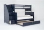 Luca Blue Twin Over Full Wood Bunk Bed With Stairway & Trundle - Side