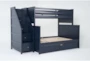 Luca Blue Twin Over Full Wood Bunk Bed With Stairway & Trundle - Side