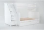 Luca White Twin Over Full Wood Bunk Bed With Stairway & Trundle - Side