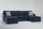 Colby Navy 3 Piece Sectional with Right Arm Facing & Left Arm Facing Chaises - Side
