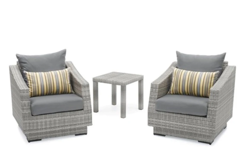Carlyle Outdoor 3 Piece Conversation Set With Charcoal Grey Sunbrella Cushions - 360