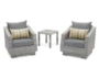 Carlyle Outdoor 3 Piece Conversation Set With Charcoal Grey Sunbrella Cushions - Signature