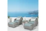 Carlyle Outdoor 5 Piece Chair + Ottoman Conversation Set With Spa Blue Sunbrella Cushions - Room