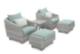 Carlyle Outdoor 5 Piece Chair + Ottoman Conversation Set With Spa Blue Sunbrella Cushions - Signature