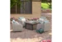 Carlyle Outdoor 5 Piece Lounge Chair + Square Firepit Conversation Set With Spa Blue Sunbrella Cushions - Room