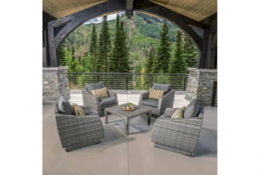 Carlyle Outdoor 5 Piece Lounge Chair Conversation Set With Charcoal Grey Sunbrella Cushions