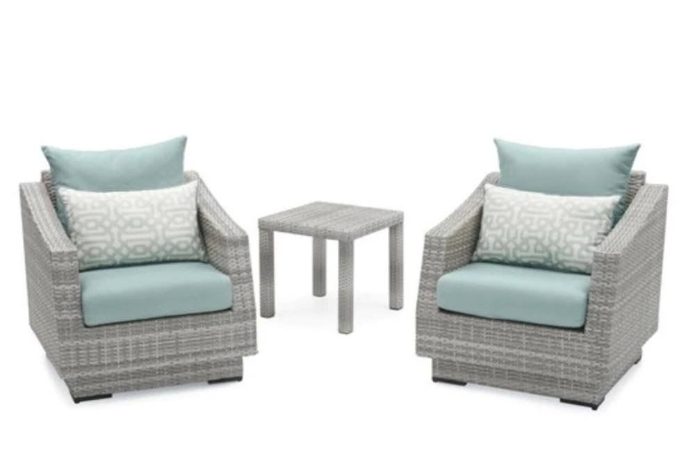 Carlyle Outdoor 3 Piece Conversation Set With Spa Blue Sunbrella Cushions