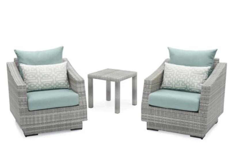 Carlyle Outdoor 3 Piece Conversation Set With Spa Blue Sunbrella Cushions - 360