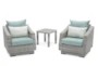Carlyle Outdoor 3 Piece Conversation Set With Spa Blue Sunbrella Cushions - Signature