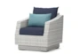 Carlyle Outdoor 5 Piece Chair + Ottoman Conversation Set With Blue Polyester Cushions - Detail