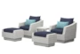 Carlyle Outdoor 5 Piece Chair + Ottoman Conversation Set With Blue Polyester Cushions - Signature