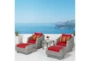 Carlyle Outdoor 5 Piece Chair + Ottoman Conversation Set With Sunset Red Sunbrella Cushions - Room