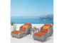Carlyle Outdoor 5 Piece Chair + Ottoman Conversation Set With Tikka Orange Sunbrella Cushions - Room