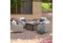 Carlyle Outdoor 5 Piece Lounge Chair + Square Firepit Conversation Set With Centered Ink Sunbrella Cushions - Room
