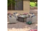 Carlyle Outdoor 5 Piece Lounge Chair + Square Firepit Conversation Set With Charcoal Grey Sunbrella Cushions - Room