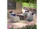Carlyle Outdoor 5 Piece Lounge Chair + Square Firepit Conversation Set With Navy Blue Sunbrella Cushions - Room