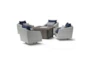 Carlyle Outdoor 5 Piece Lounge Chair + Square Firepit Conversation Set With Navy Blue Sunbrella Cushions - Signature