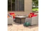 Carlyle Outdoor 5 Piece Lounge Chair + Square Firepit Conversation Set With Sunset Red Sunbrella Cushions - Detail