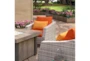 Carlyle Outdoor 5 Piece Lounge Chair + Square Firepit Conversation Set With Tikka Orange Sunbrella Cushions - Detail