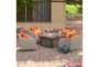 Carlyle Outdoor 5 Piece Lounge Chair + Square Firepit Conversation Set With Tikka Orange Sunbrella Cushions - Room