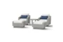Carlyle Outdoor 5 Piece Motion Lounge Chair + Ottoman Conversation Set With Bliss Ink Sunbrella Cushions - Signature
