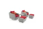 Carlyle Outdoor 5 Piece Motion Lounge Chair + Ottoman Conversation Set With Sunset Red Sunbrella Cushions - Signature
