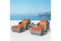 Carlyle Outdoor 5 Piece Motion Lounge Chair + Ottoman Conversation Set With Tikka Orange Sunbrella Cushions - Room