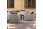 Carlyle Outdoor 5 Piece Motion Lounge Chair + Square Firepit Conversation Set With Navy Blue Sunbrella Cushions - Detail