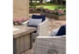 Carlyle Outdoor 5 Piece Motion Lounge Chair + Square Firepit Conversation Set With Navy Blue Sunbrella Cushions - Detail