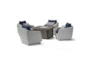 Carlyle Outdoor 5 Piece Motion Lounge Chair + Square Firepit Conversation Set With Navy Blue Sunbrella Cushions - Signature