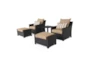 Sagrada Outdoor 5 Piece Chair + Ottoman Conversation Set With Maxim Beige Cushions + Woven End Table - Signature