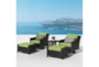 Sagrada Outdoor 5 Piece Motion Lounge Chair + Ottoman Conversation Set With Ginkgo Green Cushions + Woven End Table - Room
